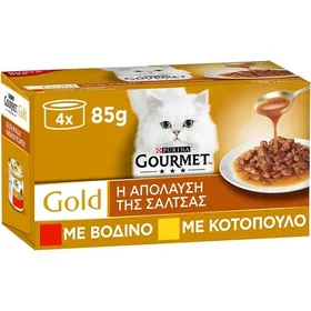 Purina Gourmet Gold Γατοτροφή Σε Σάλτσα Βοδινό & Κοτόπουλο 4x85γρ.