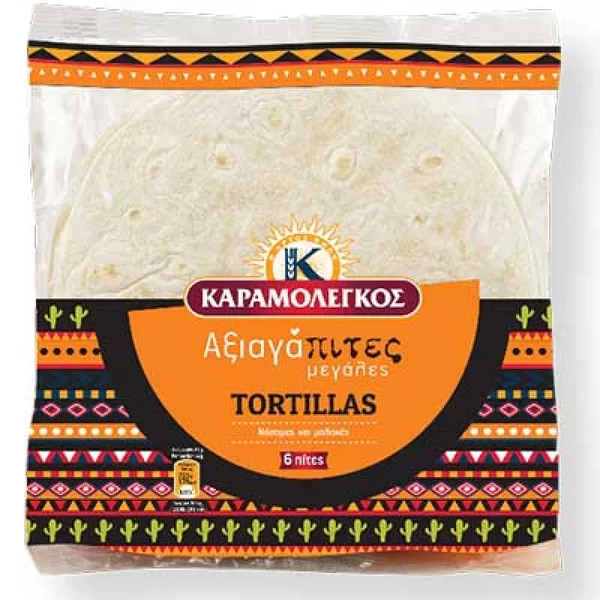 ΚΑΡΑΜΟΛΕΓΚΟΣ Αξιαγάπιτες tortillas μεγάλες σταρένιες 375γρ.
