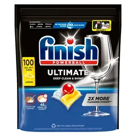 Finish Ultimate Plus All In 1 Ταμπλέτες Πλυντηρίου Πιάτων Λεμόνι 100τεμ.
