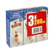 Κρέμα γάλακτος 35% λιπαρά Adoro 3x200 ml