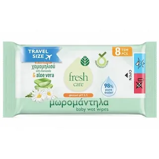 FRESH CARE Μωρομάντηλα Αλόη Travel Size 8 Τεμάχια