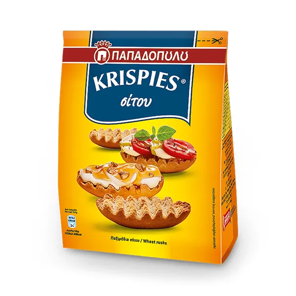 KRISPIES σίτου ή ολικής άλεσης ή σουσάμι ή χ. ζάχαρη ή χαρούπι 200γρ.