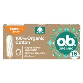 o.b. ORGANIC" Super Ταμπόν Με 100% Πιστοποιημένο οργανικό Βαμβάκι χωρίς Απλικ