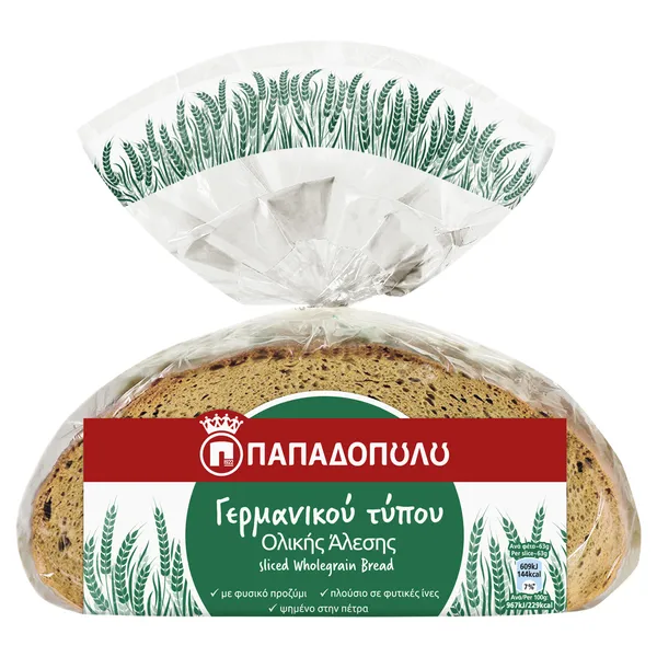 ΠΑΠΑΔΟΠΟΥΛΟΥ Ψωμί Γερμανικού Τύπου Ολικής Άλεσης 500g