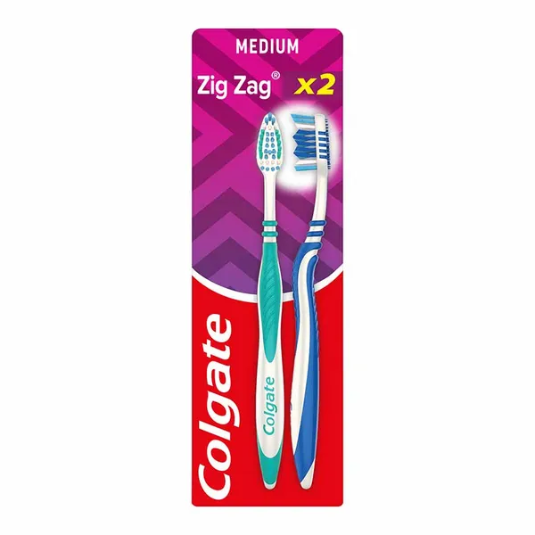 Colgate Zig Zag Medium Οδοντόβουρτσα 2τεμ Διπλή Συσκευασία Τιμή Σοκ