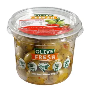 Olive Fresh Ελιές Πράσινες Γεμιστές Με Πιπεριές & Μπαχαρικά 150γρ.