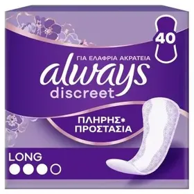 Always Discreet Σερβιετάκια Για Την Ακράτεια Long 40, Ειδικά Και Για Ευαίσθητες Κύστες