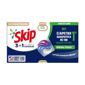 Skip Κάψουλες Απορρυπαντικό Πλυντηρίου Ρούχων Ultimate Spring Fresh 15 MEZ