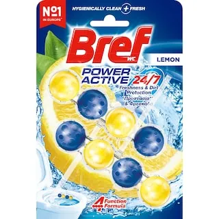 Bref Wc Power Active Μπλοκ Τουαλέτας Lemon 2x50γρ.