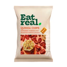 EAT REAL Τσιπς Κινόα με Λιαστή Τομάτα και Σκόρδο Χωρίς Γλουτένη 90 GR