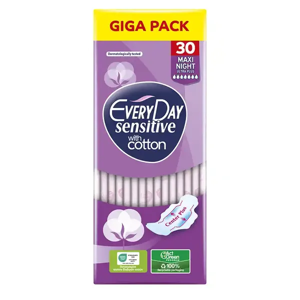 Every Day Sensitive Σερβιέτες Maxi Night Ultra Plus Giga Pack 30τεμ.