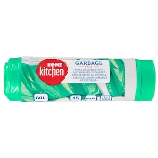 HOME KITCHEN Σακούλες Απορριμμάτων με Χερούλια 60lt 15 Τεμάχια