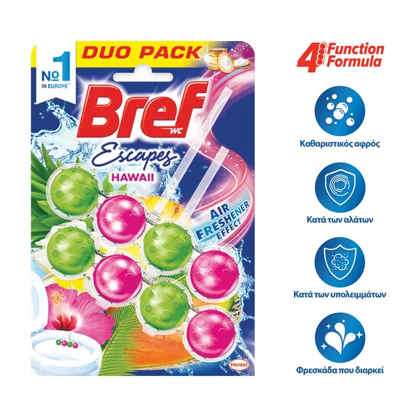 Μπλοκ Τουαλέτας Power Activ Escapes Hawaii Sensation Bref Wc Block 2x50g