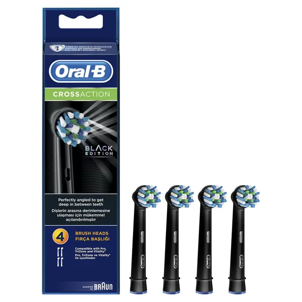 ORAL B Ανταλλακτικές Κεφαλές Cross Action Black Edition 4 Τεμάχια