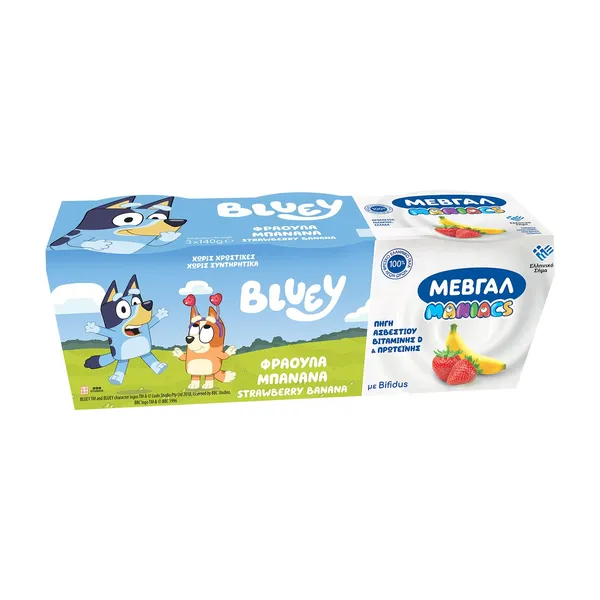 Maniacs Bluey Επιδόρπιο Γιαουρτιού Φράουλα Μπανάνα 3x140g