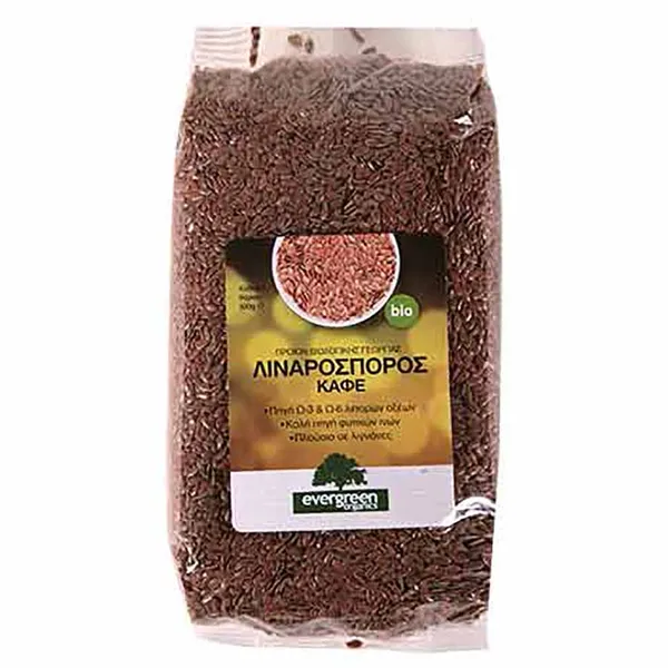 Λιναρόσπορος καφέ bio EVERGREEN ORGANICS 500γρ.