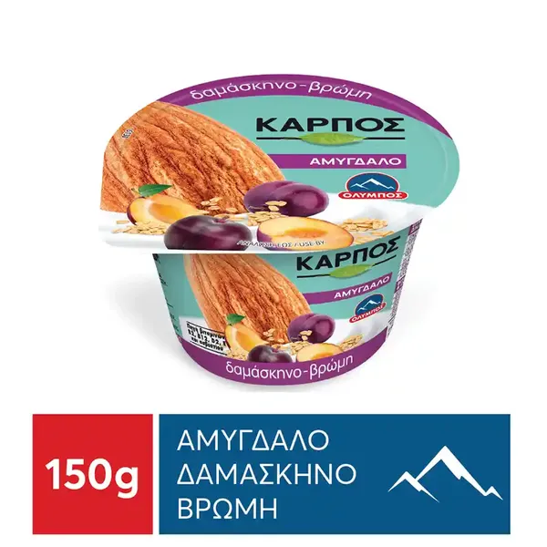Καρπός φυτικό επιδόρπιο αμυγδάλου 150γρ • δαμάσκηνο – βρώμη / φράουλα