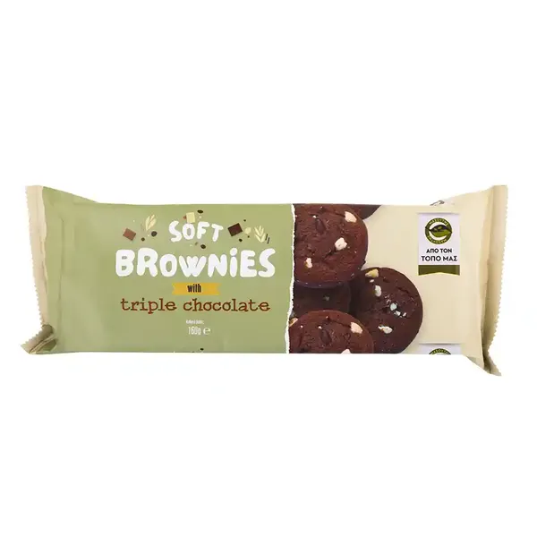 Μασούτης Από Τον Τόπο Μας Μπισκότα Soft Brownies Με Τριπλή Σοκολάτα 160γρ.