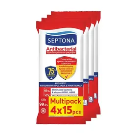 Septona Refresh Υγρά Μαντηλάκια 75% Αιθανόλη 4x15τεμ.