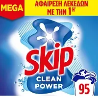 Skip Απορρυπαντικό Πλυντηρίου Ρούχων Clean Power Σκόνη 95μεζ