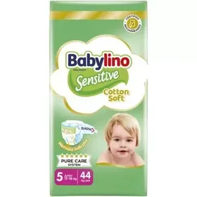 Βρεφική πάνα Babylino Sensitive No5 11-16 Kg 44 τμχ – Φροντίδα για Ευαίσθητο Δέρμα