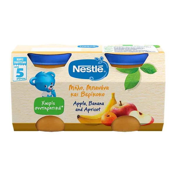 Nestle Μήλο Βερίκοκο Μπανάνα 2x125gr