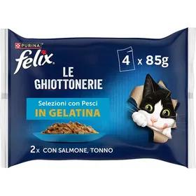 Purina Felix Γατοτροφή Ποικιλία Ψαρικών Σε Ζελέ 4x85γρ.