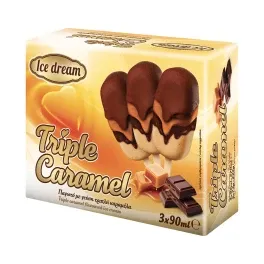 Ice Dream Παγωτά Τριπλή Καραμέλα Ξυλάκια 3x90ml