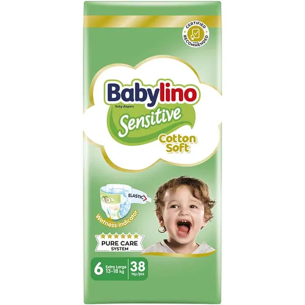 BABYLINO sensitive ανοιχτές παιδικές πάνες Νο6 (38τεμ.)