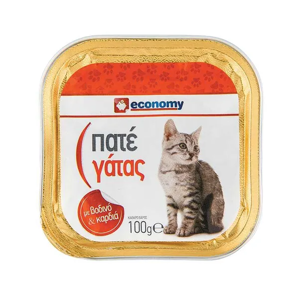 ECONOMY Γατοτροφή Πατέ με Βοδινό & Καρδιά 100gr