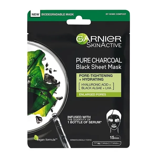 GARNIER Υφασμάτινη Μάσκα Pure Charcoal Αποτοξίνωσης 28g