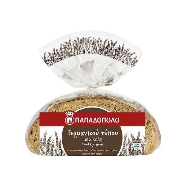 Παπαδοπούλου Ψωμί Γερμανικού Τύπου Σίκαλης Σε Φέτες 500γρ.