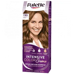 Palette Μόνιμη Κρέμα Βαφή Μαλλιών 7.65 ΛΑΜΠΕΡΗ ΜΟΚΑ