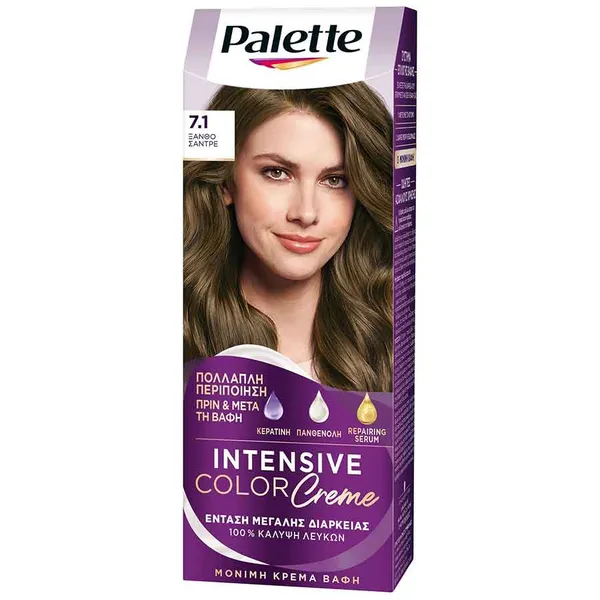 PALETTE Intensive Color Creme Βαφή Μαλλιών Νο7.1 Ξανθό Σαντρέ