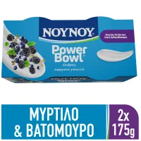 NOYNOY Power Bowl Επιδόρπιο Γιαουρτιού Μύρτιλο Βατόμουρο Chia & Κολοκυθόσπορος 1,8% 2x175g