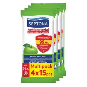 Septona Refresh Υγρά Μαντηλάκια Πράσινο Μήλο 4x15τεμ.