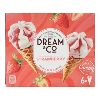 DREAM & CO Παγωτό Χωνάκι Φράουλα 6x65g