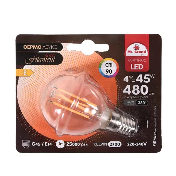 MrGrand Λάμπα Led Σφαιρική Filament 4W