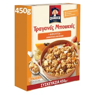 QUAKER Δημητριακά Τραγανές Μπουκιές Φρούτα 450gr