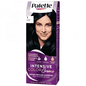 Palette Μόνιμη Κρέμα Βαφή Μαλλιών 1 ΜΑΥΡΟ ΜΠΛΕ