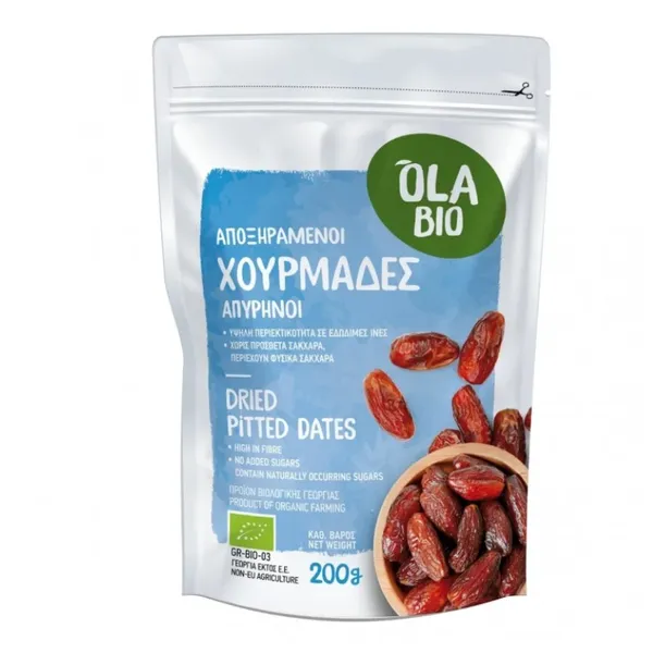 Χουρμάδες ή δαμάσκηνα απύρηνα OLA Bio 200gr ΜΕ ΕΚΠΤΩΣΗ 15% Η τιμή αφορά τους χουρμάδες