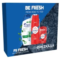 Σετ Δώρου Σαμπουάν Head & Shoulders Menthol, Αφρόλουτρο Old Spice Whitewater, + Αποσμητικό stick Old Spice Whitewater 225 ml, 250 ml & 50 ml