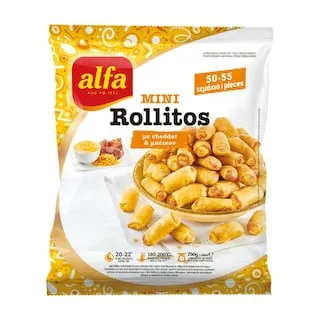 Alfa Mini Rollitos Τσένταρ & Μπέικον Κατεψυγμένα 750gr