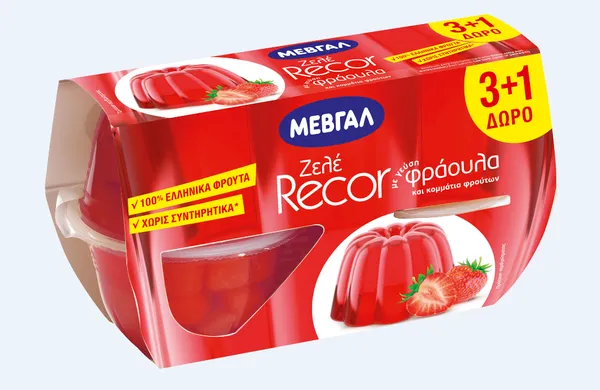 Ζελέ Recor Φράουλα Μεβγάλ (4x128 g)
