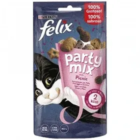 Felix Party Mix Snack Τροφή Γάτας Κοτόπουλο Τυρί Γαλοπούλα 60gr