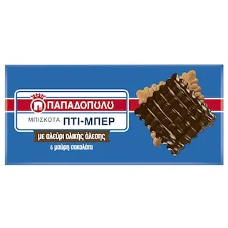 ΠΑΠΑΔΟΠΟΥΛΟΥ Πτι Μπερ Μπισκότα με Μαύρη Σοκολάτα Ολικής Άλεσης 200g