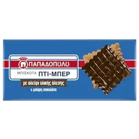 ΠΑΠΑΔΟΠΟΥΛΟΥ Πτι Μπερ Μπισκότα με Μαύρη Σοκολάτα Ολικής Άλεσης 200g