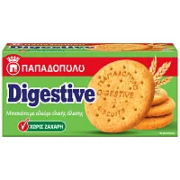 Παπαδοπούλου Μπισκότα Digestive Ολικής Άλεσης Χωρίς Ζάχαρη 250gr