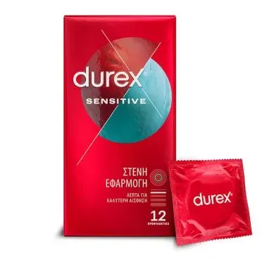 DUREX Προφυλακτικά Λεπτά Sensitive Στενή Εφαρμογή 12 τεμάχια