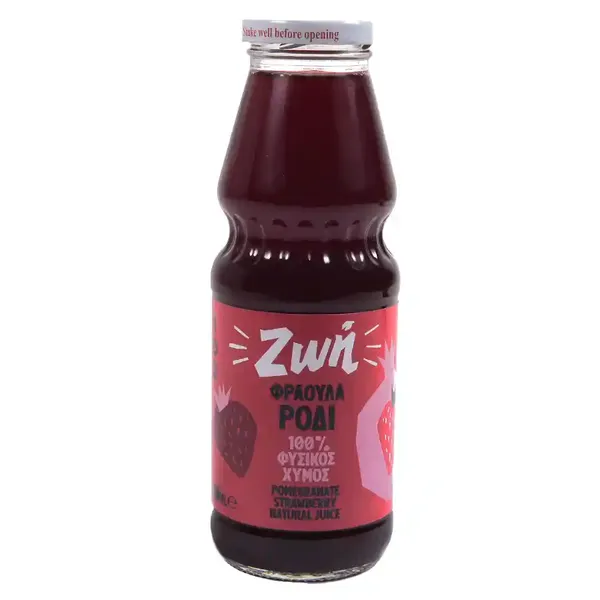 Ζωή Χυμός Φυσικός Ρόδι Φράουλα 330ml.